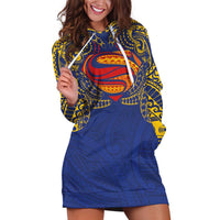 Super Samoan Traditional Tribal Art Tattoos Hoodie Dress Blue Color LT03 Blue - Polynesian Pride