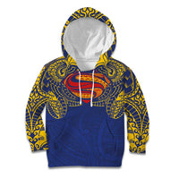 Super Samoan Traditional Tribal Art Tattoos Kid Hoodie Blue Color - Polynesian Pride