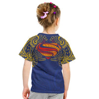 Super Samoan Traditional Tribal Art Tattoos Kid T Shirt Blue Color - Polynesian Pride