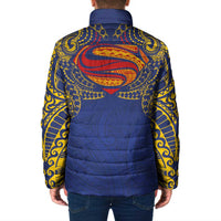 Super Samoan Traditional Tribal Art Tattoos Padded Jacket Blue Color - Polynesian Pride