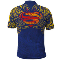 Super Samoan Traditional Tribal Art Tattoos Polo Shirt Blue Color - Polynesian Pride