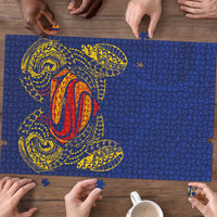 Super Samoan Traditional Tribal Art Tattoos Puzzle Blue Color - Polynesian Pride