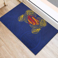 Super Samoan Traditional Tribal Art Tattoos Rubber Doormat Blue Color - Polynesian Pride