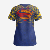 Super Samoan Traditional Tribal Art Tattoos Scrub Top Blue Color - Polynesian Pride