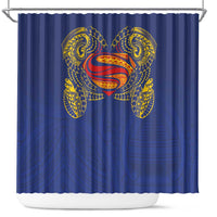 Super Samoan Traditional Tribal Art Tattoos Shower Curtain Blue Color - Polynesian Pride