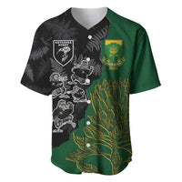 Custom Aotearoa South Africa Rugby Freedom Cup Baseball Jersey Kiwi Warriors Haka with King Protea Symbol LT03 Green - Polynesian Pride