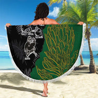 Aotearoa South Africa Rugby Freedom Cup Beach Blanket Kiwi Warriors Haka with King Protea Symbol - Polynesian Pride