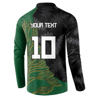 Custom Aotearoa South Africa Rugby Freedom Cup Button Sweatshirt Kiwi Warriors Haka with King Protea Symbol - Polynesian Pride