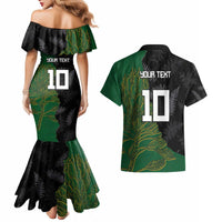 Custom Aotearoa South Africa Rugby Freedom Cup Couples Matching Mermaid Dress and Hawaiian Shirt Kiwi Warriors Haka with King Protea Symbol - Polynesian Pride
