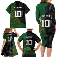 Custom Aotearoa South Africa Rugby Freedom Cup Family Matching Long Sleeve Bodycon Dress and Hawaiian Shirt Kiwi Warriors Haka with King Protea Symbol LT03 - Polynesian Pride