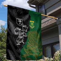 Aotearoa South Africa Rugby Freedom Cup Garden Flag Kiwi Warriors Haka with King Protea Symbol LT03 - Polynesian Pride