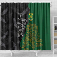 Aotearoa South Africa Rugby Freedom Cup Shower Curtain Kiwi Warriors Haka with King Protea Symbol LT03 - Polynesian Pride