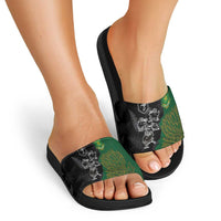 Aotearoa South Africa Rugby Freedom Cup Slide Sandals Kiwi Warriors Haka with King Protea Symbol - Polynesian Pride