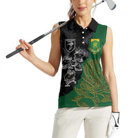 Custom Aotearoa South Africa Rugby Freedom Cup Women Sleeveless Polo Shirt Kiwi Warriors Haka with King Protea Symbol - Polynesian Pride