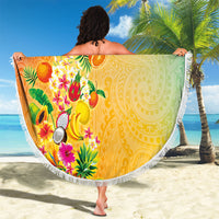 Hawaiian Tropical Fruits and Plants Beach Blanket Kakau Pattern Summer Vibe