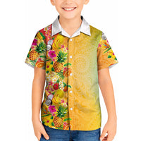 Hawaiian Tropical Fruits and Plants Kid Hawaiian Shirt Kakau Pattern Summer Vibe