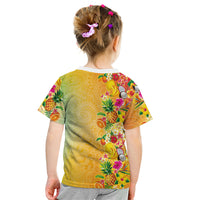 Hawaiian Tropical Fruits and Plants Kid T Shirt Kakau Pattern Summer Vibe