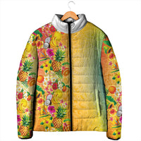 Hawaiian Tropical Fruits and Plants Padded Jacket Kakau Pattern Summer Vibe