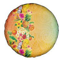 Hawaiian Tropical Fruits and Plants Spare Tire Cover Kakau Pattern Summer Vibe