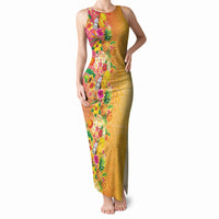 Hawaiian Tropical Fruits and Plants Tank Maxi Dress Kakau Pattern Summer Vibe