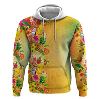Hawaiian Tropical Fruits and Plants Zip Hoodie Kakau Pattern Summer Vibe