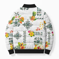 Hawaiian Quilts Bomber Puffer Jacket Tropical Fruits and Plants