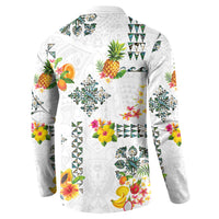 Hawaiian Quilts Button Sweatshirt Tropical Fruits and Plants