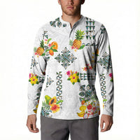 Hawaiian Quilts Button Sweatshirt Tropical Fruits and Plants