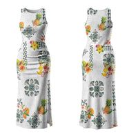 Hawaiian Quilts Couples Matching Tank Maxi Dress and Long Sleeve Button Shirt Tropical Fruits and Plants