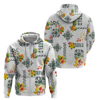 Hawaiian Quilts Zip Hoodie Tropical Fruits and Plants