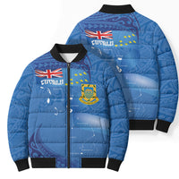 Tuvalu Heritage Bomber Puffer Jacket Map of the Islands and Polynesia Pattern
