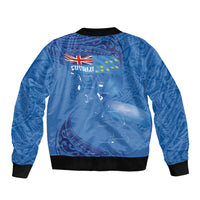 Tuvalu Heritage Sleeve Zip Bomber Jacket Map of the Islands and Polynesia Pattern