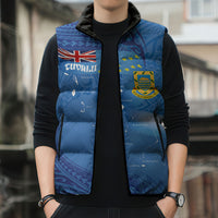 Tuvalu Heritage Sleeveless Puffer Jacket Map of the Islands and Polynesia Pattern