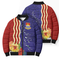 Kiribati Heritage Bomber Puffer Jacket Map of the Islands and Polynesia Pattern