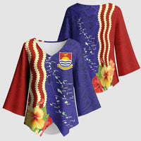 Kiribati Heritage Kimono Sleeve Blouse Map of the Islands and Polynesia Pattern