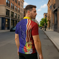 Kiribati Heritage Zipper Polo Shirt Map of the Islands and Polynesia Pattern