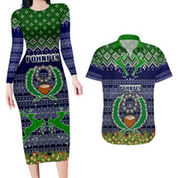 pohnpei-state-christmas-couples-matching-long-sleeve-bodycon-dress-and-hawaiian-shirt-coat-of-arms-beautiful-merry-xmas-snowflake