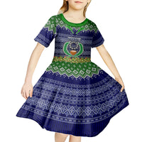 pohnpei-state-christmas-kid-short-sleeve-dress-coat-of-arms-beautiful-merry-xmas-snowflake
