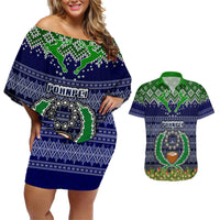 personalised-pohnpei-state-christmas-couples-matching-off-shoulder-short-dress-and-hawaiian-shirt-coat-of-arms-beautiful-merry-xmas-snowflake