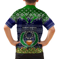 Personalised Pohnpei State Christmas Family Matching Off Shoulder Short Dress and Hawaiian Shirt Coat of Arms Beautiful Merry Xmas Snowflake LT03 - Polynesian Pride
