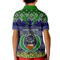 Personalised Pohnpei State Christmas Kid Polo Shirt Coat of Arms Beautiful Merry Xmas Snowflake LT03 - Polynesian Pride