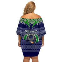 Personalised Pohnpei State Christmas Off Shoulder Short Dress Coat of Arms Beautiful Merry Xmas Snowflake LT03 - Polynesian Pride