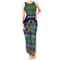 Personalised Pohnpei State Christmas Tank Maxi Dress Coat of Arms Beautiful Merry Xmas Snowflake LT03 Women Blue - Polynesian Pride