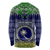 Personalised Chuuk State Christmas Long Sleeve Shirt Coat of Arms Beautiful Merry Xmas Snowflake LT03 - Polynesian Pride