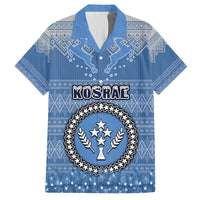Kosrae Christmas Family Matching Off Shoulder Short Dress and Hawaiian Shirt Coat of Arms Beautiful Merry Xmas Snowflake LT03 Dad's Shirt - Short Sleeve Blue - Polynesian Pride