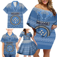 Personalised Kosrae Christmas Family Matching Off Shoulder Short Dress and Hawaiian Shirt Coat of Arms Beautiful Merry Xmas Snowflake LT03 - Polynesian Pride