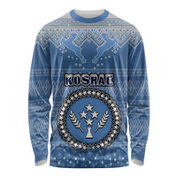 Personalised Kosrae Christmas Long Sleeve Shirt Coat of Arms Beautiful Merry Xmas Snowflake LT03 Unisex Blue - Polynesian Pride