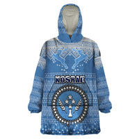 Personalised Kosrae Christmas Wearable Blanket Hoodie Coat of Arms Beautiful Merry Xmas Snowflake LT03 One Size Blue - Polynesian Pride