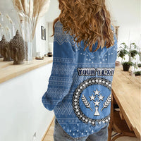 Personalised Kosrae Christmas Women Casual Shirt Coat of Arms Beautiful Merry Xmas Snowflake LT03 - Polynesian Pride