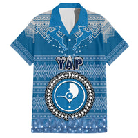 Personalised Yap Christmas Hawaiian Shirt Coat of Arms Beautiful Merry Xmas Snowflake LT03 Blue - Polynesian Pride